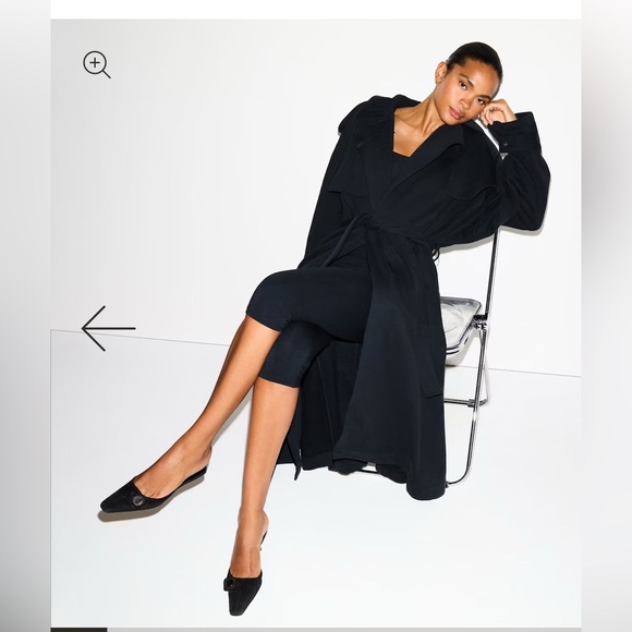 SKIMS NWT Boyfriend Fleece Oversized Trench Coat - Onyx Size Small